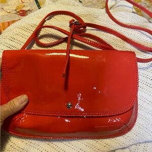 Y2K HOBO Vibrant Red Patent Leather Crossbody Bag